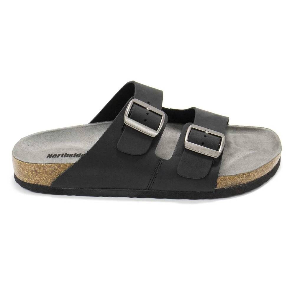 NEW NORTHSIDE men's raegan leather strap cork sandal in onyx